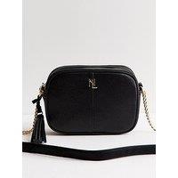 New Look Faux Leather Chain Detail Crossbody School Bag - Black