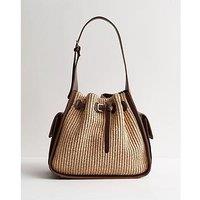 New Look Bella Woven Belted Drawstring - Brown