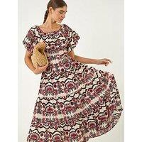 Roman Abstract Border Print Midi Dress