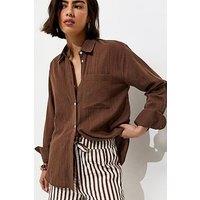 New Look Cotton Oversized Shirt - Brown