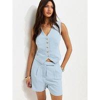 New Look Short Tie Back Co-Ord Waistcoat - Light Blue