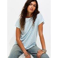 New Look Ditsy Grown T-Shirt - Blue