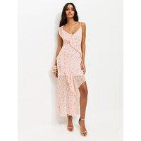 New Look Floral Chiffon Ruffle Midi Dress - Light Pink