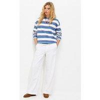New Look Cotton Twill Drawstring Wide Leg Trousers - White