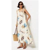 New Look Shell Print Beaded Strap Maxi Dress - Cream