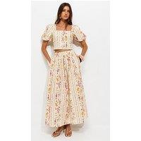 New Look Floral Print Milkmaid Co-Ord Top - Cream