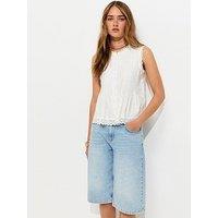 New Look Pintuck Button Front Sleeveless Top - White
