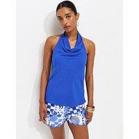 New Look Cowl Halter Neck Top - Bright Blue