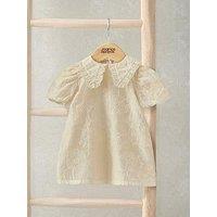 Mamas & Papas Baby Girls Floral Embroidered Collared Dress - Yellow