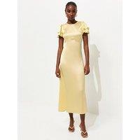 New Look Satin Flutter Sleeve Midi Dress - Light Yellow
