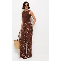 New Look Polka Dot Wide Leg Trousers - Brown