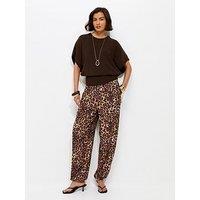 New Look Animal Print Cuffed Trousers - Brown