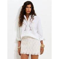 New Look Cotton Broderie Anglaise Floral Skort - White