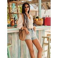New Look Raw Hem Denim Shorts - Vintage Tint Blue