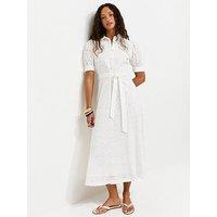 New Look Broderie Shirt Midi Dress - White