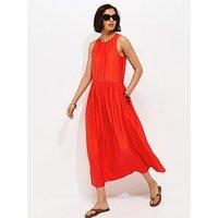 New Look Drop Waist Sleeveless Midi Dress - Bright Orange