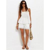 New Look Cotton Pintuck Cami Top - White
