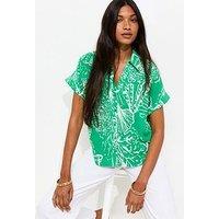 New Look Abstract Print Short Sleeve Shirt - Green