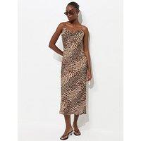 New Look Leopard Print Chiffon Strappy Midi Dress - Brown