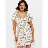 New Look Spot Print Milkmaid Mini Dress - White