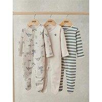 Mamas & Papas Baby Boys 3 Pack Under The Sea Sleepsuits - Cream
