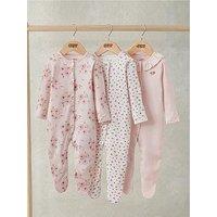 Mamas & Papas Baby Girls 3 Pack Watercolour Sleepsuits - Pink