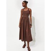 New Look 2-In-1 Poplin Midi Dress - Dark Brown