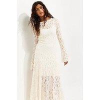 New Look Lace Long Sleeve Midi Dress - Cream