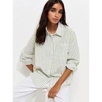 New Look Striped Cotton Shirt - Green