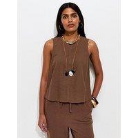 New Look Linen Blend Sleeveless Top - Brown