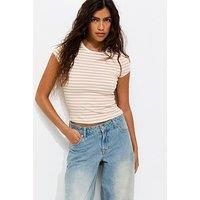 New Look Striped Crew Neck Top - Pink