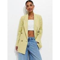 New Look Linen Blend Blazer - Green