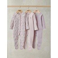Mamas & Papas Baby Girls 3 Pack Lavender Sleepsuits - Multi