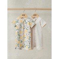Mamas & Papas Baby Girls 2 Pack Lemon Rompers - Yellow