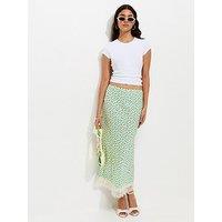 New Look Ditsy Floral Bias Cut Midi Skirt - Yellow