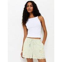 New Look Floral Insert Striped Shorts - Green