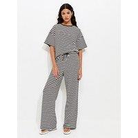 New Look Striped Wide Leg Trousers - Brown