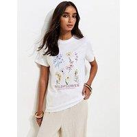 New Look Cotton Wildflower Print T-Shirt - White