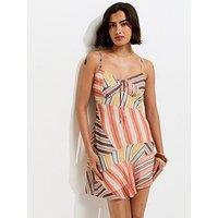 New Look Abstract Pattern Hanky Hem Chiffon Mini Dress Coloured