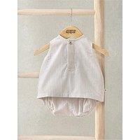 Mamas & Papas Baby Unisex 2 Piece Stripe Sleeveless Top & Linen Shorts Set - Cream
