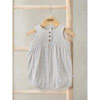 Mamas & Papas Baby Unisex Marl Stripe Shortie Romper - Grey