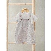 Mamas & Papas Baby Unisex 2 Piece Shortie Dungaree & Bodysuit Set - Grey
