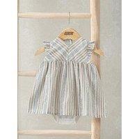 Mamas & Papas Baby Girls Woven Stripe Dress - Brown