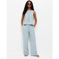 New Look Textured Stripe Wide Leg Trousers - Blue