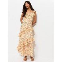 New Look Chiffon Floral Ruffled Maxi Dress - Yellow