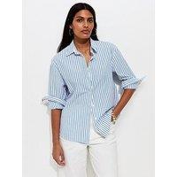 New Look Cotton Striped Oversized Shirt - Blue