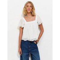 New Look Embroidered Square Neck Blouse - White