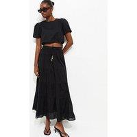 New Look Tiered Midi Skirt - Black