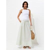New Look Striped Cotton Seersucker Circle Maxi Skirt - Green