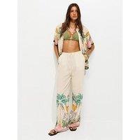 New Look Tropical Print Wide Leg Co-Ord Trousers - White